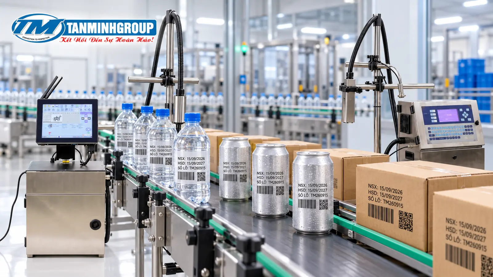 Máy in phun date là gì và ứng dụng in NSX HSD số lô trên dây chuyền